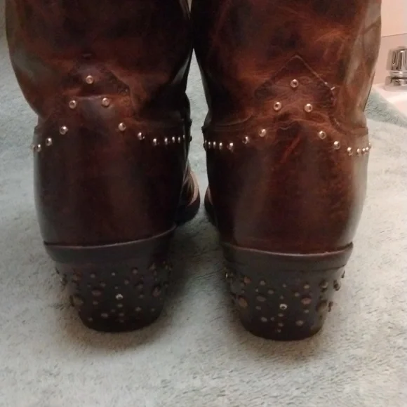 Ariat Brown Leather Rhinestone Boots size 9.5 - Picture 5 of 15